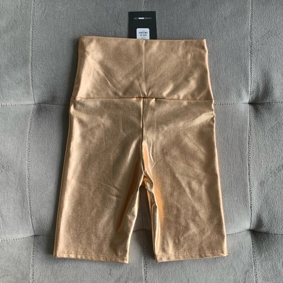 3 For $20 NWT FASHION NOVA Disco Diva Biker Short in Rose Gold (Metallic) - Picture 6 of 9